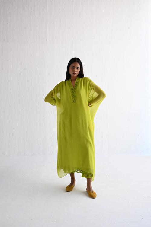 Kaftan in Lime Green Chiffon with Pant