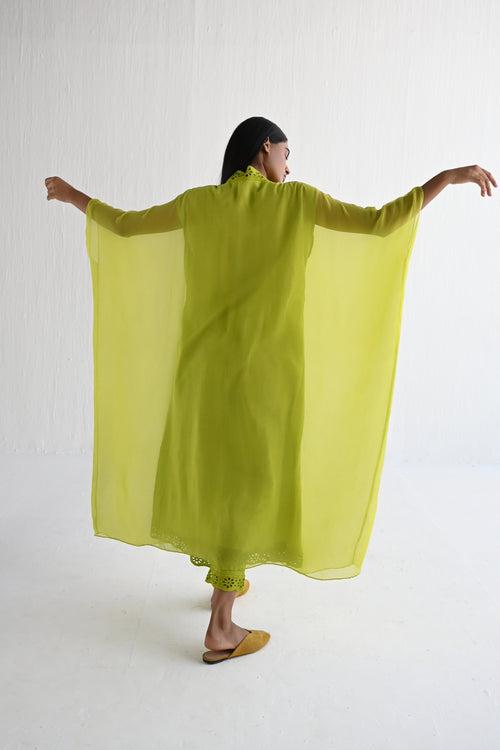 Kaftan in Lime Green Chiffon with Pant