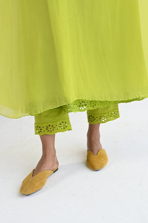 Kaftan in Lime Green Chiffon with Pant
