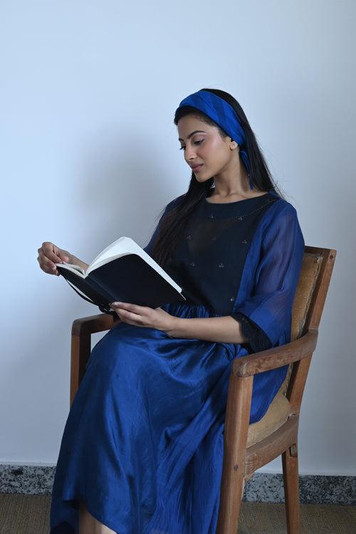 Anna Dress in Blue Chanderi