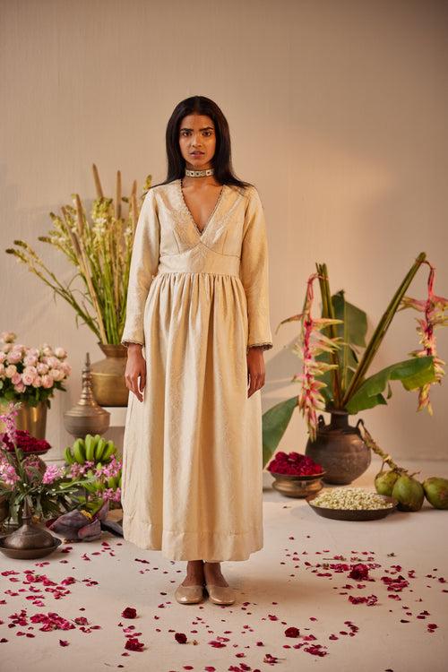 Saba Anarkali in Ivory Brocade