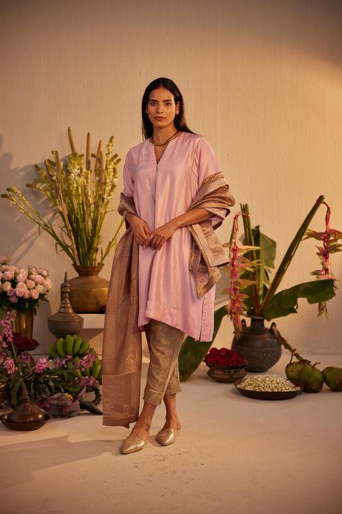 Dupatta in Nude Tissue Stripes