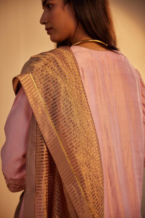 Dupatta in Nude Tissue Stripes