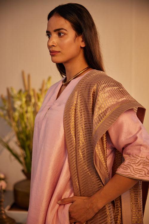 Dupatta in Nude Tissue Stripes