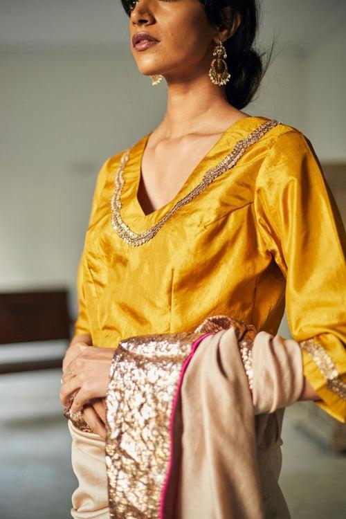 Nina Blouse in Mustard Mulberry Silk