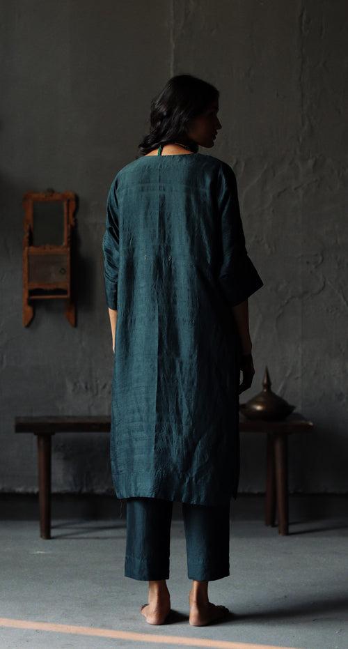 Sherbet Kaftan in Sapphire Teal Silk with Pants