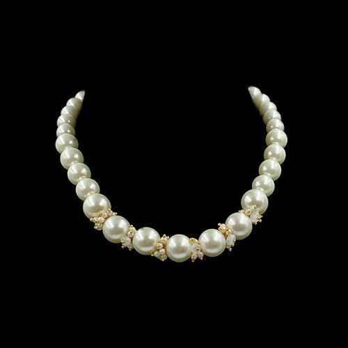 SHELL PEARLS SINGLE LINE NECKLACE WITH EARRINGS