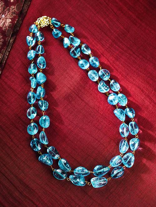 DOUBLE LINE BLUE STATEMENT NECKLACE