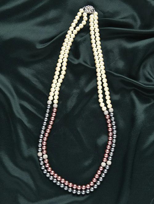 Double Line Shell Pearl Necklace
