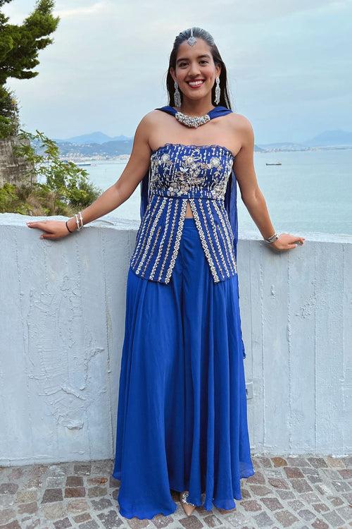 Shivani Bafna in Ink Blue Peplum and Palazzo Set