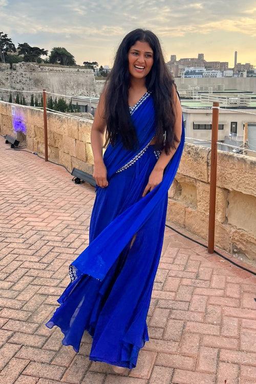 Chetna in Ink Blue Slit Saree