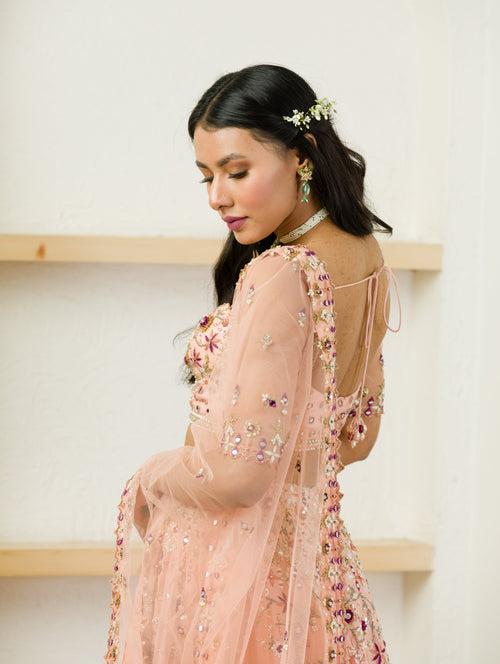 SOFT PINK BLOUSE AND LEHENGA SET