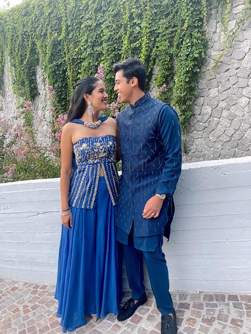 Shivani Bafna in Ink Blue Peplum and Palazzo Set