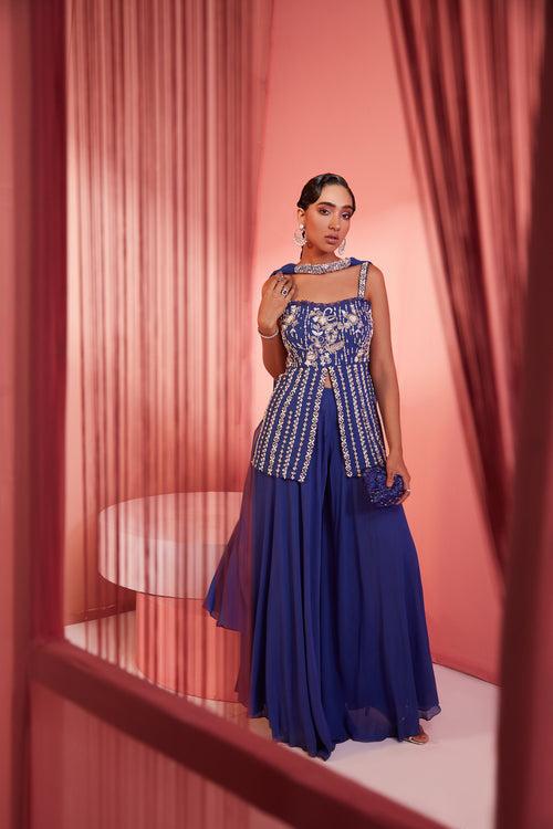 Shivani Bafna in Ink Blue Peplum and Palazzo Set