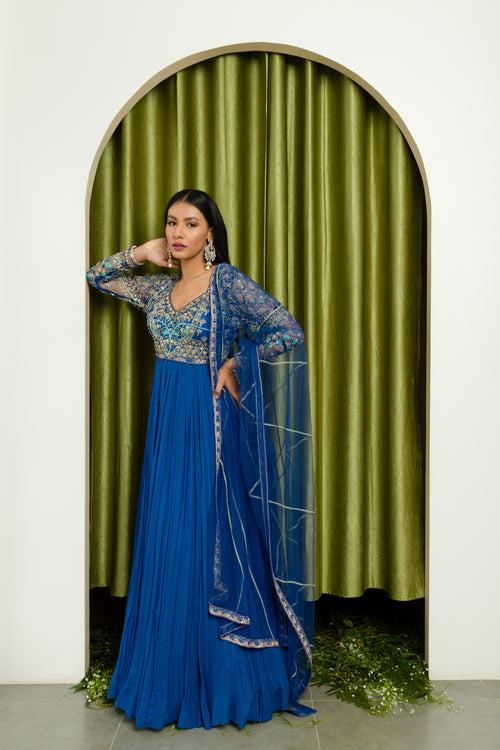 INK BLUE ANARKALI SET