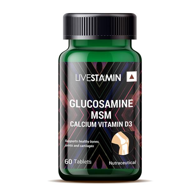 Livestamin Glucosamine MSM Calcium Vitamin D3 Supplement | 60 Tablets