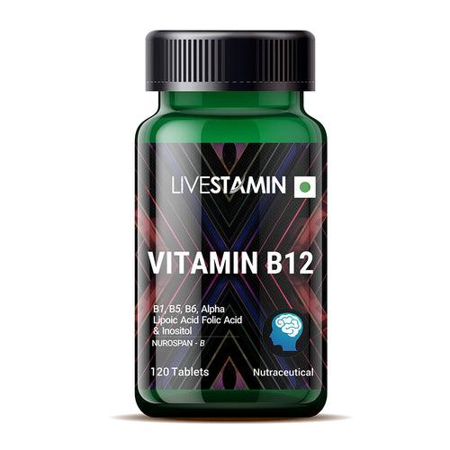 LIVESTAMIN VITAMIN B12 SUPPLEMENT WITH ALA, FOLIC ACID & INOSITOL | 120 TABLETS