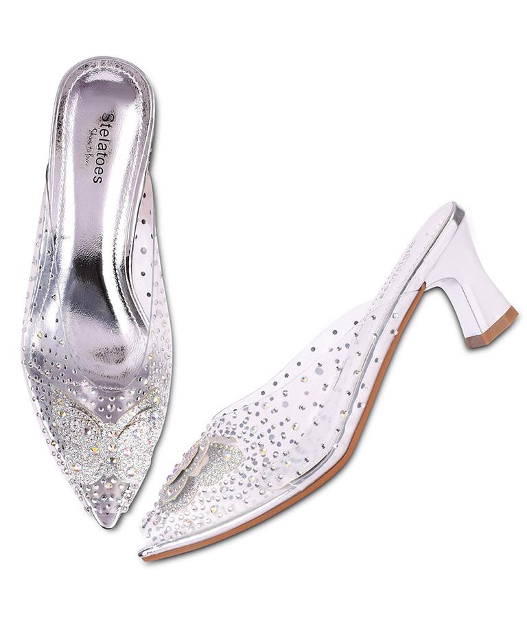 Women Silver Wedding Peep Toes