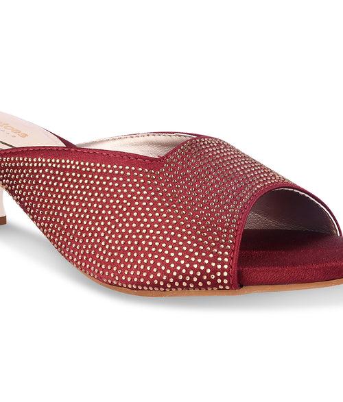 Women Maroon Ethnic Slip-On