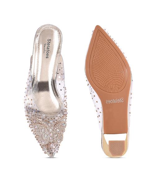 Women Gold Wedding Peep Toes