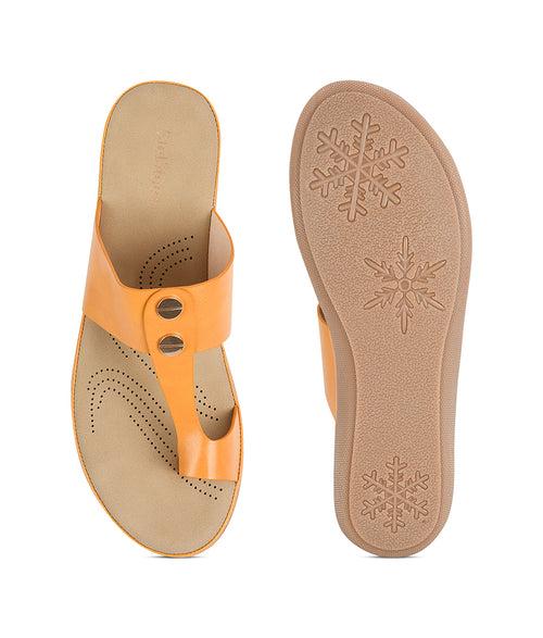 Women Mustard Casual One Toe Flats