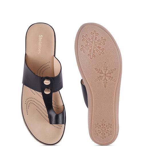 Women Black Casual One Toe Flats