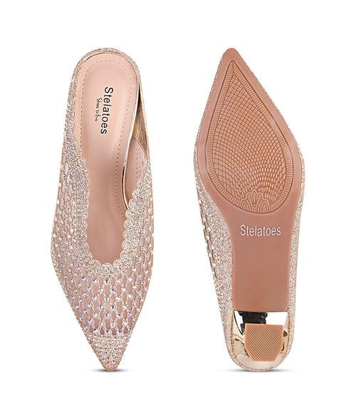 Women Champagne Wedding Mules