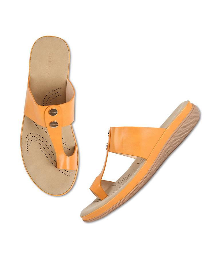 Women Mustard Casual One Toe Flats