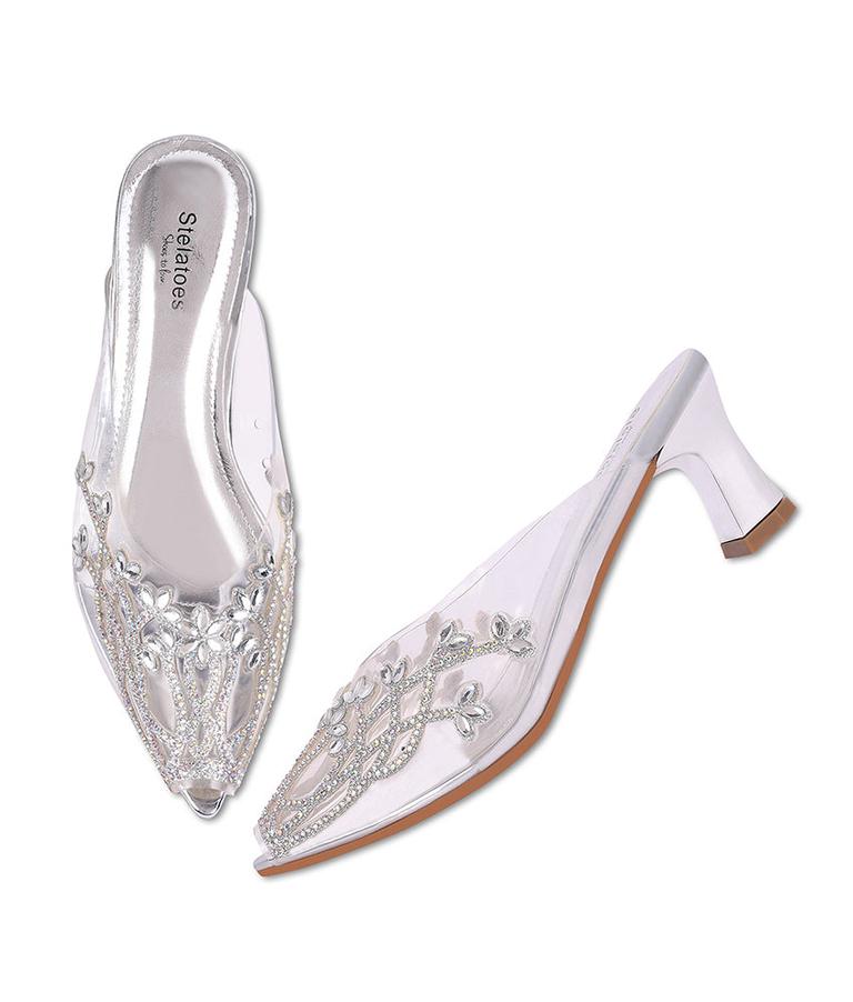 Women Silver Wedding Peep Toes