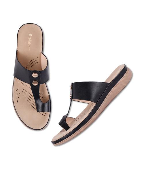 Women Black Casual One Toe Flats