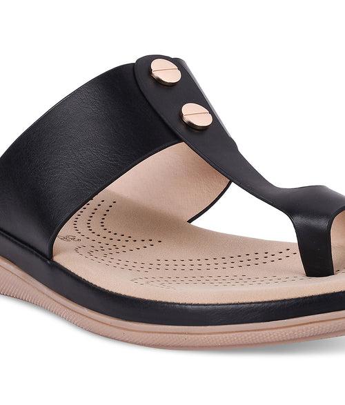 Women Black Casual One Toe Flats