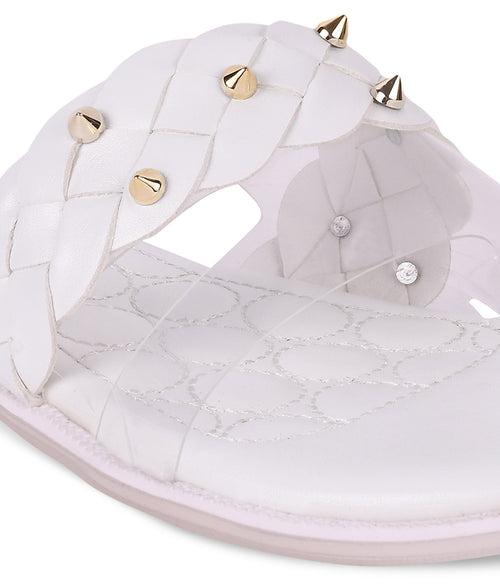 Women White Casual One Toe Flats