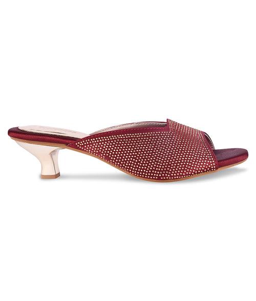 Women Maroon Ethnic Slip-On