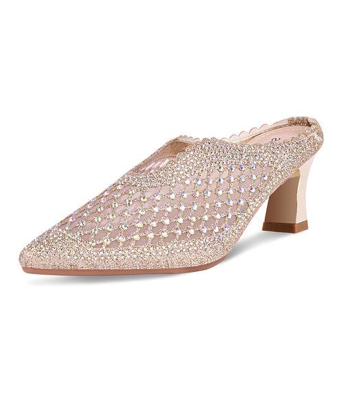 Women Champagne Wedding Mules