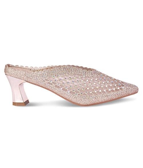 Women Gold Wedding Mules