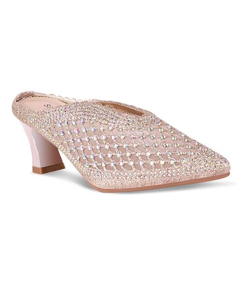 Women Gold Wedding Mules