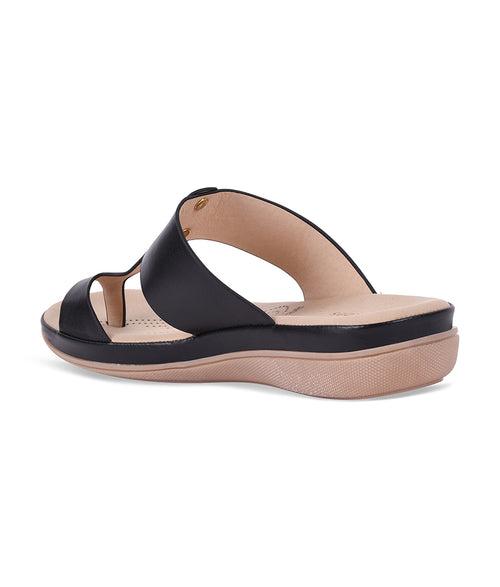 Women Black Casual One Toe Flats