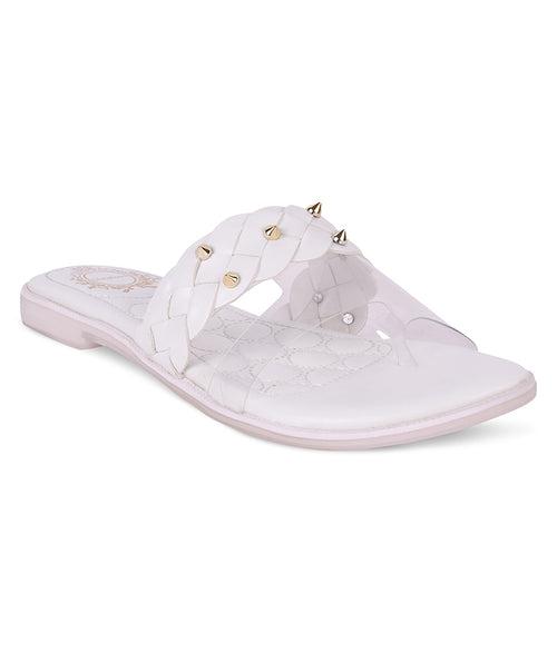 Women White Casual One Toe Flats