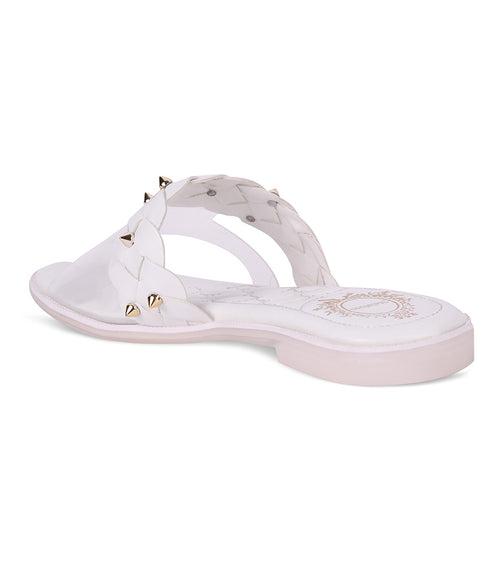 Women White Casual One Toe Flats