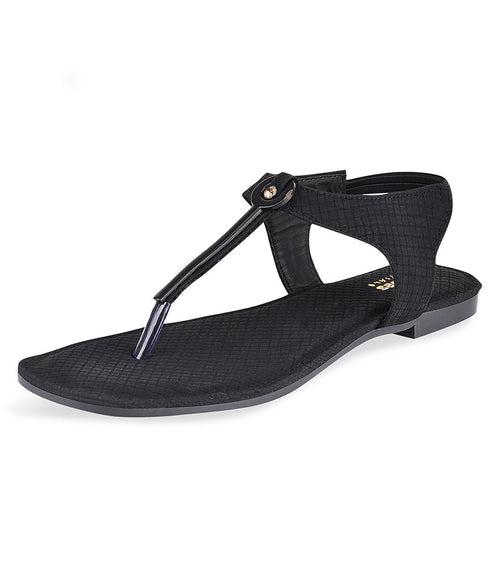 Women Black Casual T Strap Flats