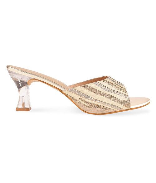 Women Gold Party Mules