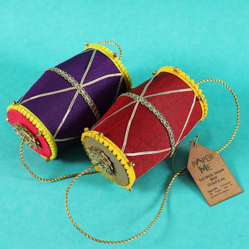 Purple & Red Dhol Shaped Boxes Set of 2