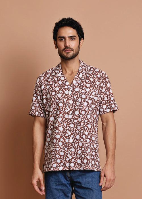 Brown Regular Cotton Half Sleeve Shirt