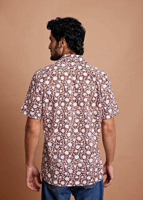 Brown Regular Cotton Half Sleeve Shirt