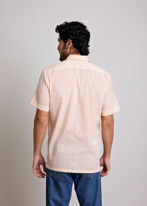 Orange Regular Cotton Half Sleeve Shirt