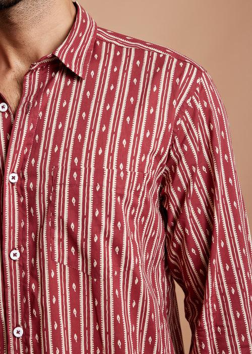 Maroon Regular Cotton Full Sleeve Shirt