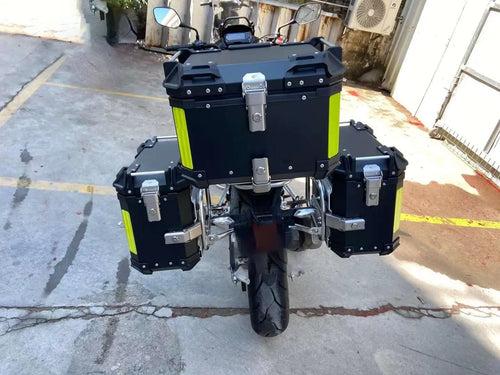 Aluminium Panniers - Set of 3 (Top box 46 Litres and Side 38 Litres Each ) Black