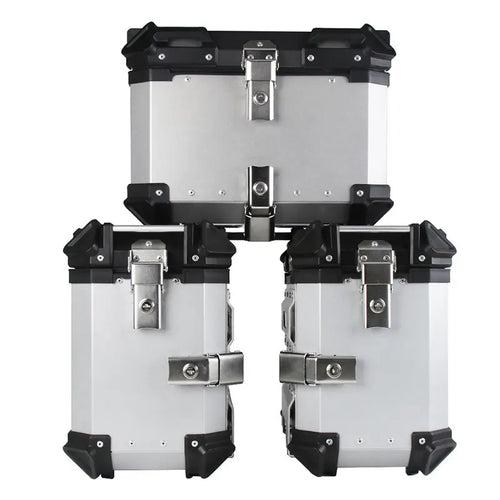 Aluminium Panniers - Set of 3 (Top box 46 Litres and Side 38 Litres Each ) Silver