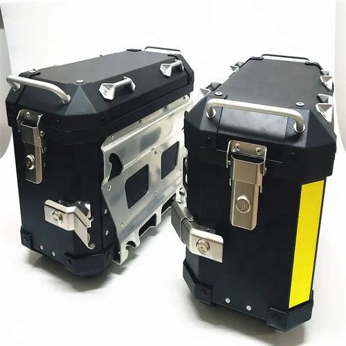 Aluminium Panniers - Set of 3 (Top box 46 Litres and Side 38 Litres Each ) Black