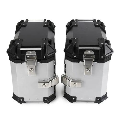 Aluminium Panniers - Set of 3 (Top box 46 Litres and Side 38 Litres Each ) Silver